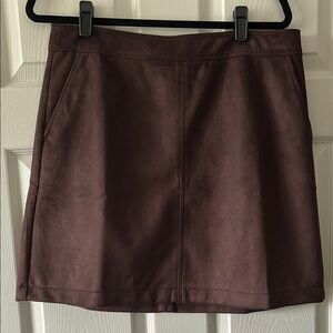 Elegant Brown Suede Skirt